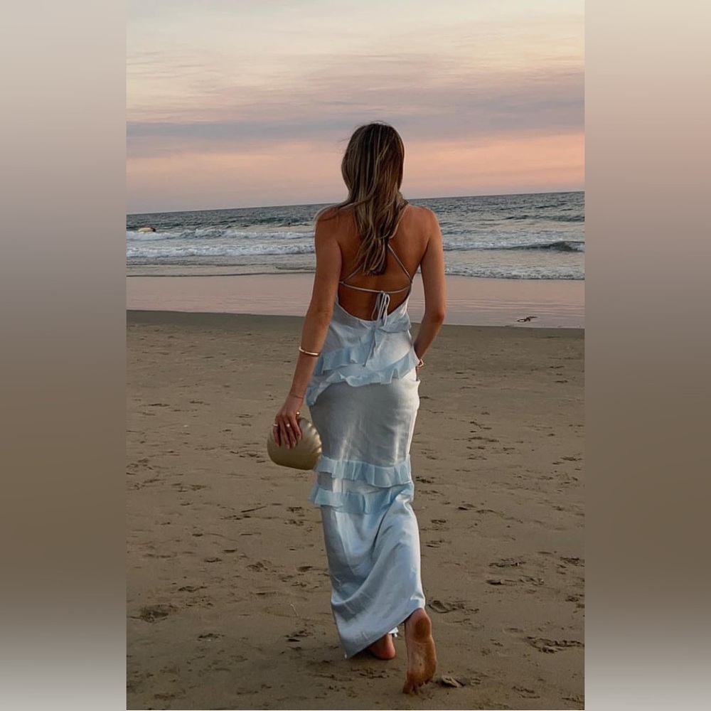Beginning Boutique Inara Blue Ruffle Maxi Dress - Size 12 - Picture 5 of 16